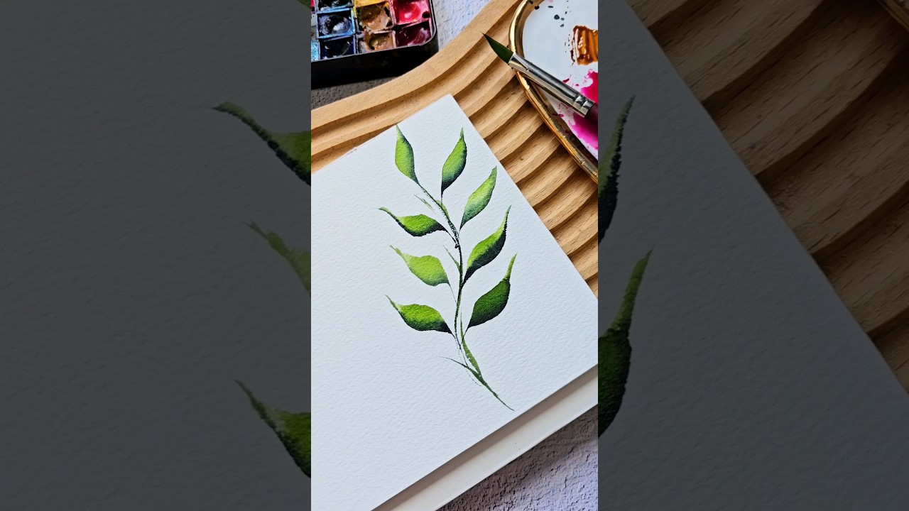 Watercolor Leaves Using Princeton Triangle Brush 
