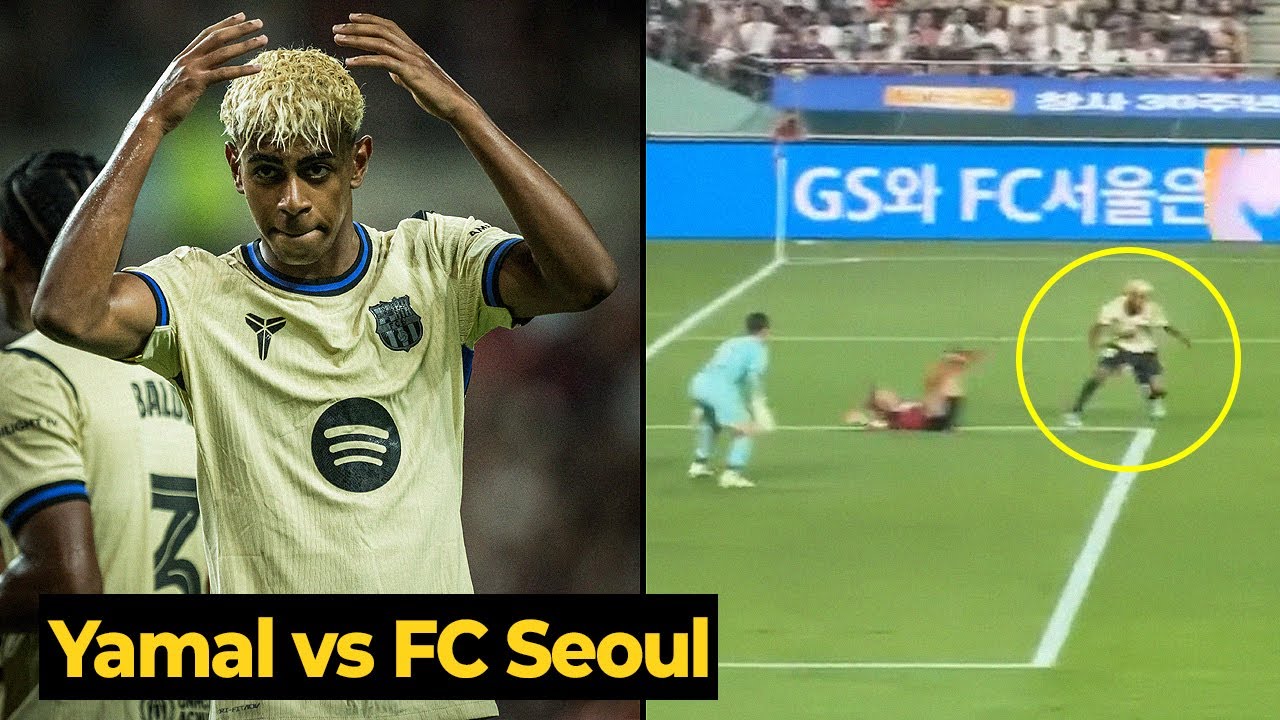 Moment Lamine Yamal DESTROYS all FC Seoul defenders and swaps jerseys with Lingard after the match