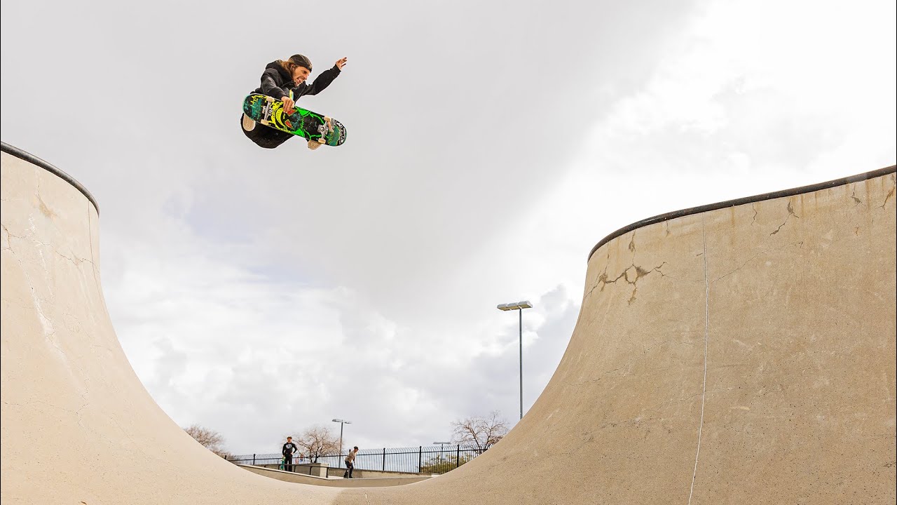 Skating the Biggest channel gap at Pecos skatepark