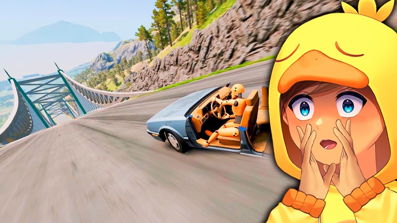 QUEDAS EM DESCIDAS GIGANTES NO BEAMNG DRIVE! ( Saito Reage )