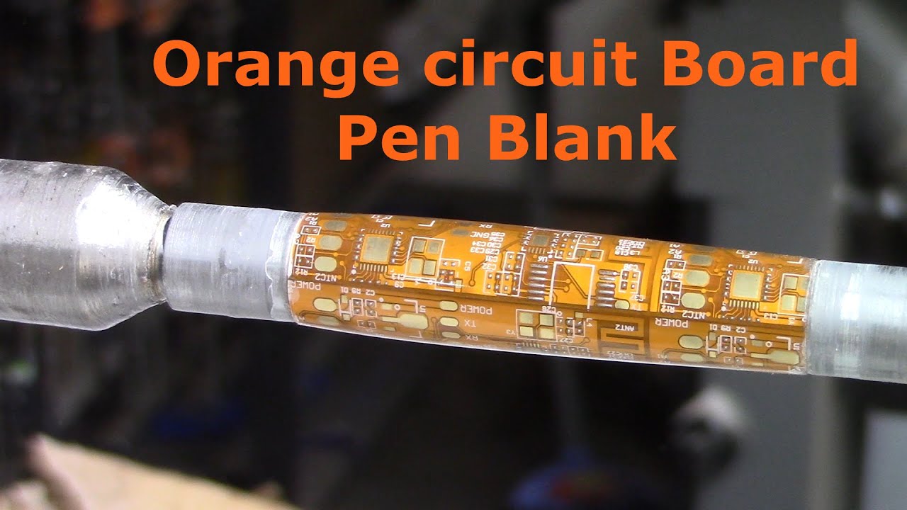 Orange circuit board pen blank