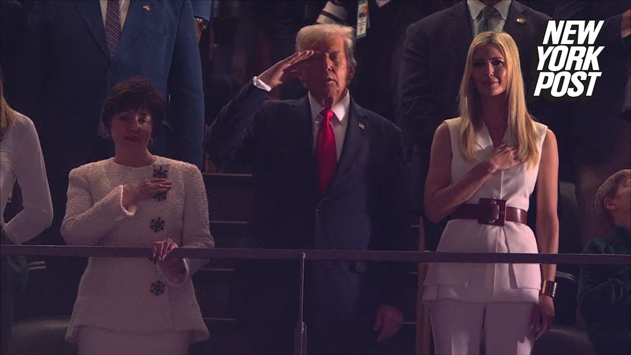 President Trump salutes during Super Bowl National Anthem
