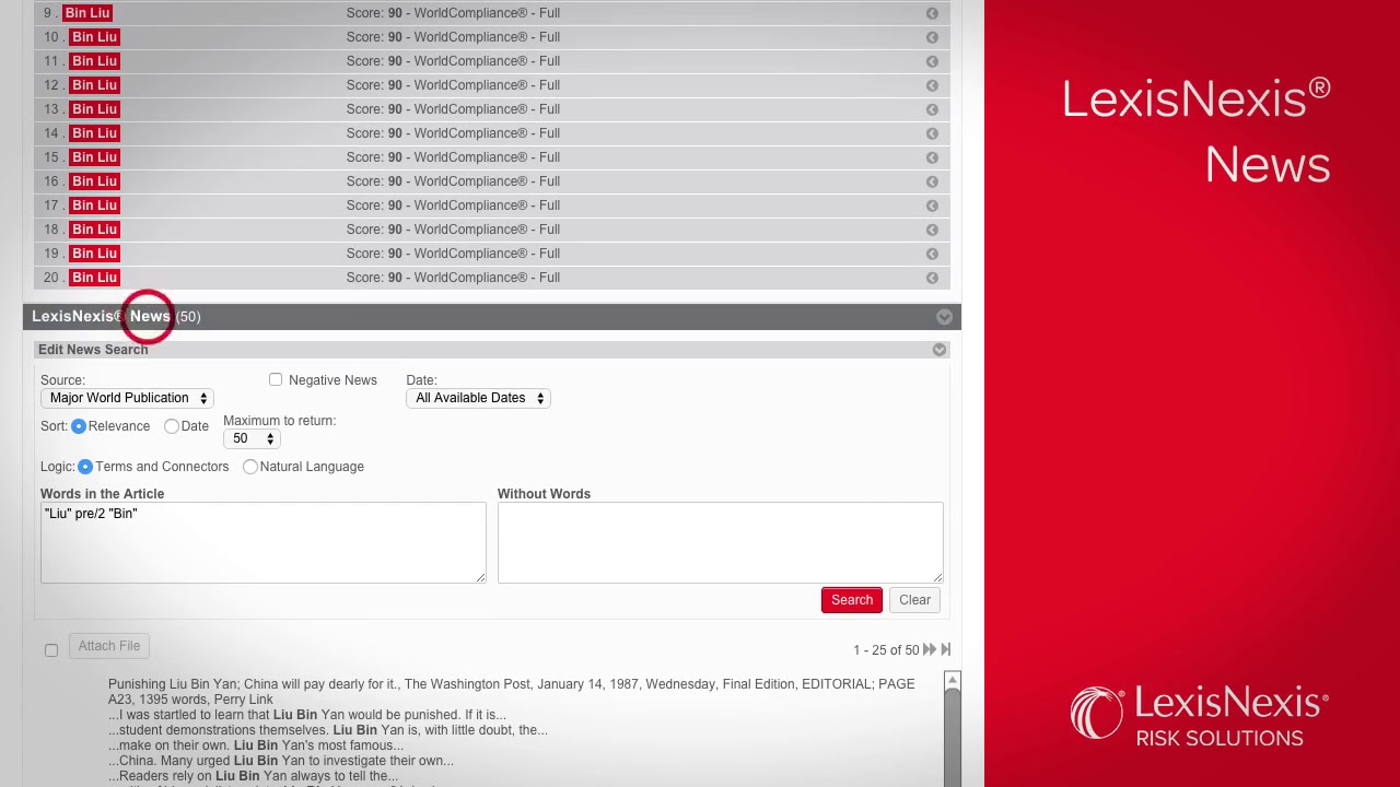 LexisNexis Risk Solutions Bridger Insight XG