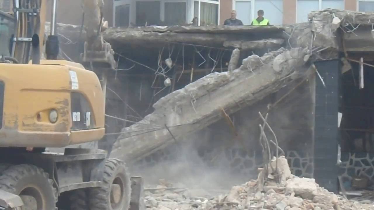 CAT M318D Excavator Demolishing Building-part 3