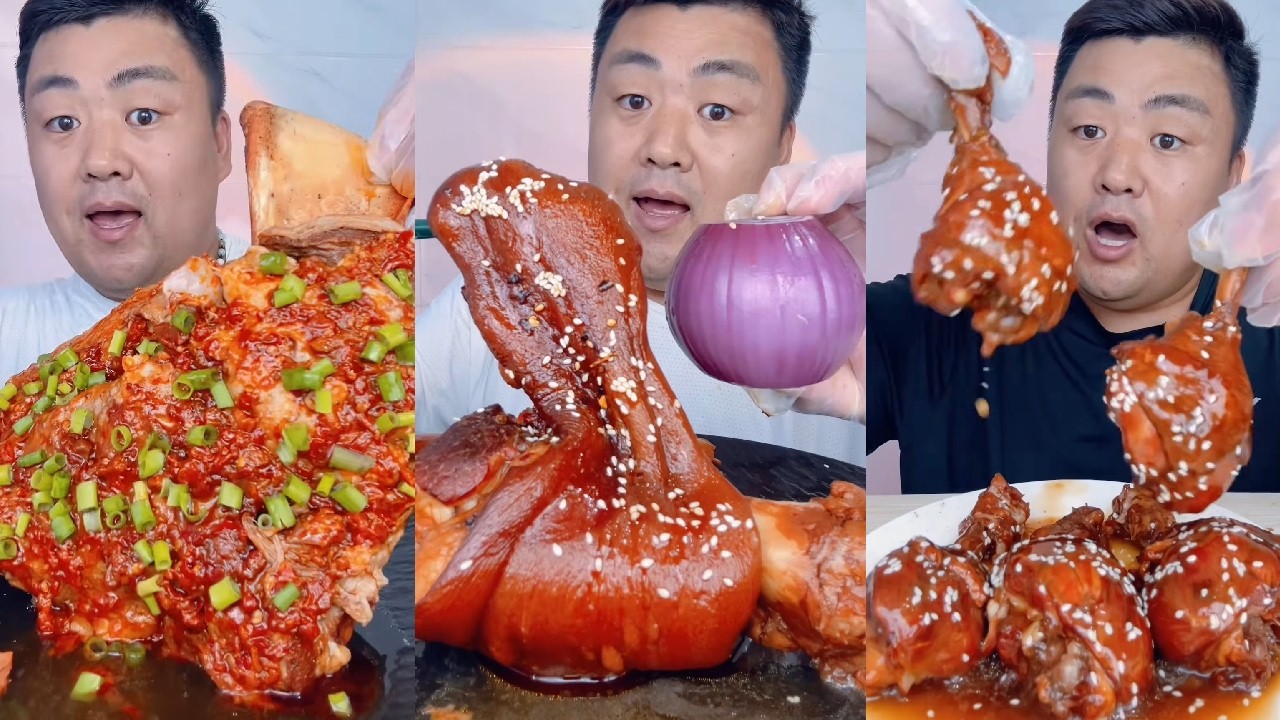 【ASMR】【MUKBANG】Brother Xiaofeng's Immersive Giant Pork Knuckle Feast