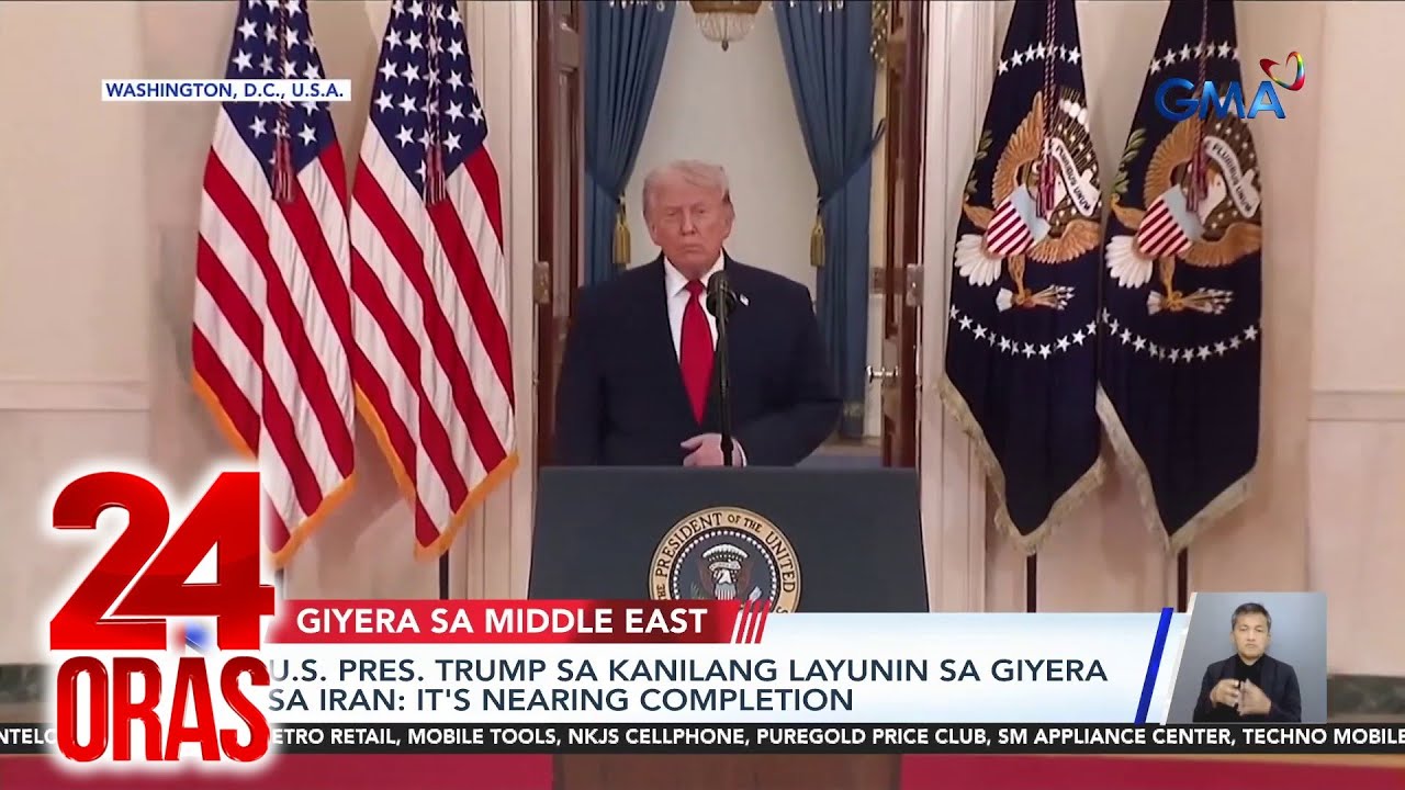 U.S. Pres. Trump sa kanilang layunin sa giyera sa Iran - It&rsquo;s nearing completion | 24 Oras