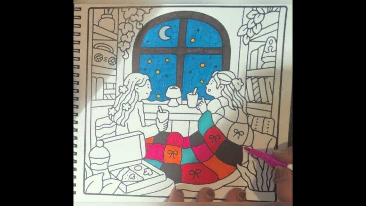 Bestie moments colouring page 1 (part 1)#colouringmellow #art #peace#calmness 