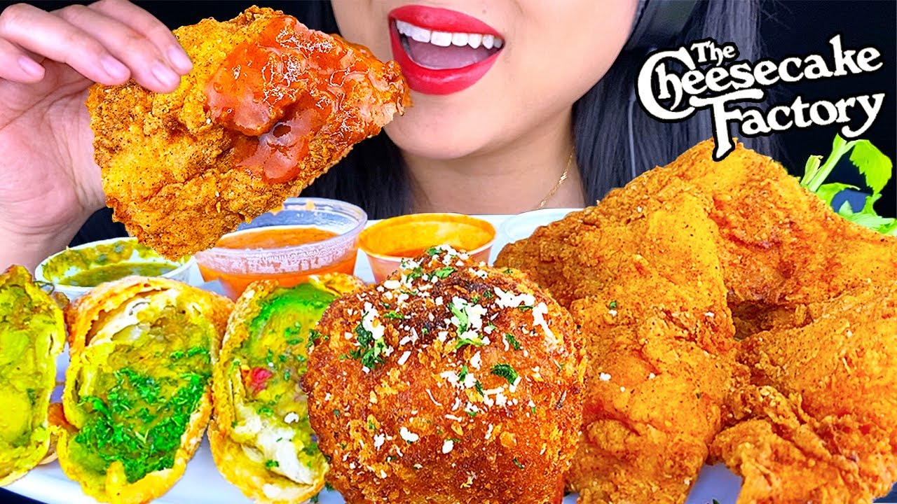 ASMR BUFFALO FRIED CHICKEN, CHEESE BALLS, AVOCADO EGGROLL (MOST POPULAR CHEESECAKE FACTORY Part 1)