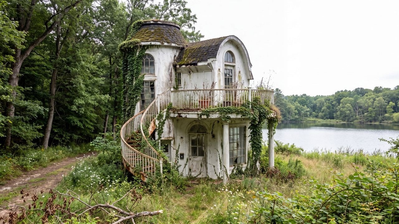 Derelict White Cottage Hidden Beside a Serene Forest Lake Transformed Into a Magical Luxury Retreat