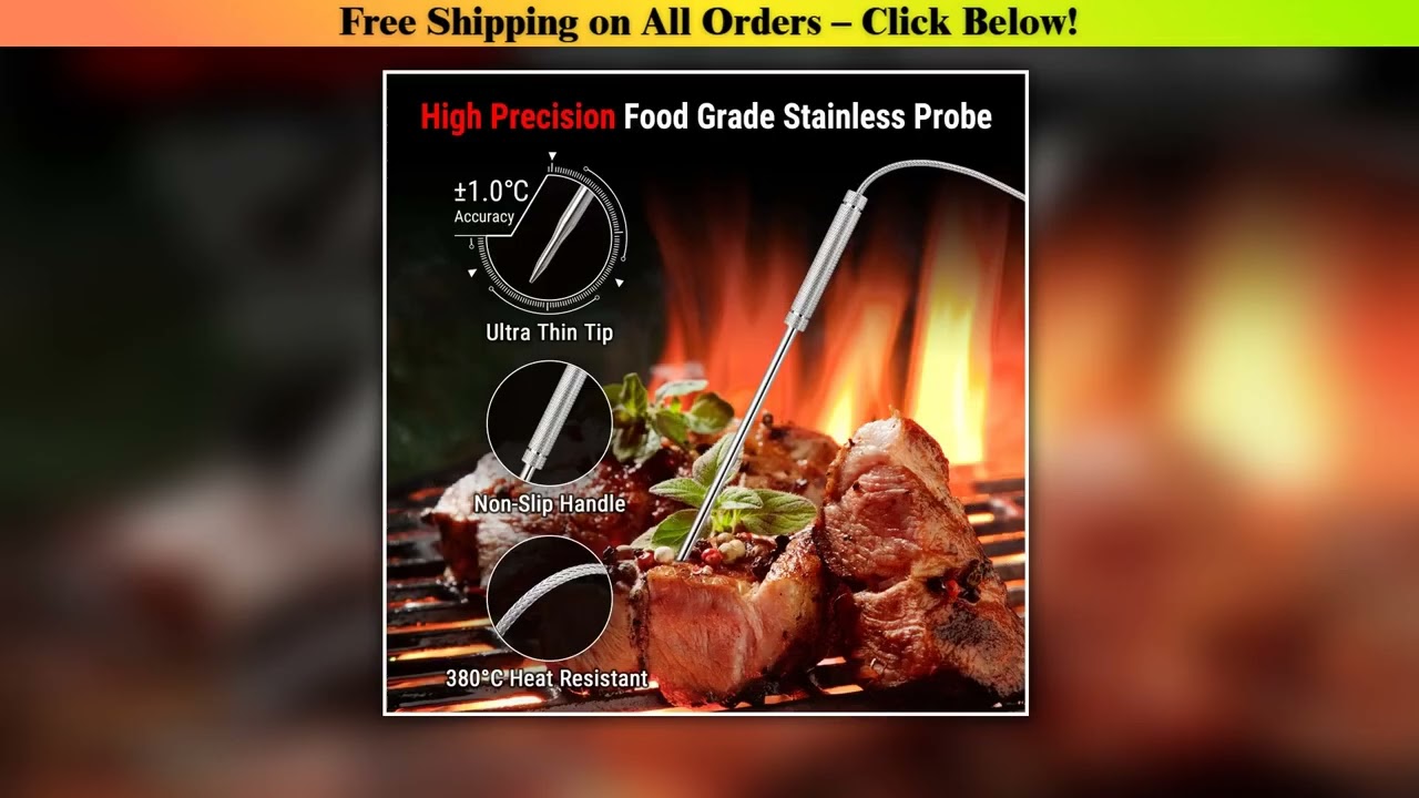 ThermoPro TP17H 4 Probes 4 Colors Backlight Large LCD Display Digital Kitchen Cooking Smoking Oven