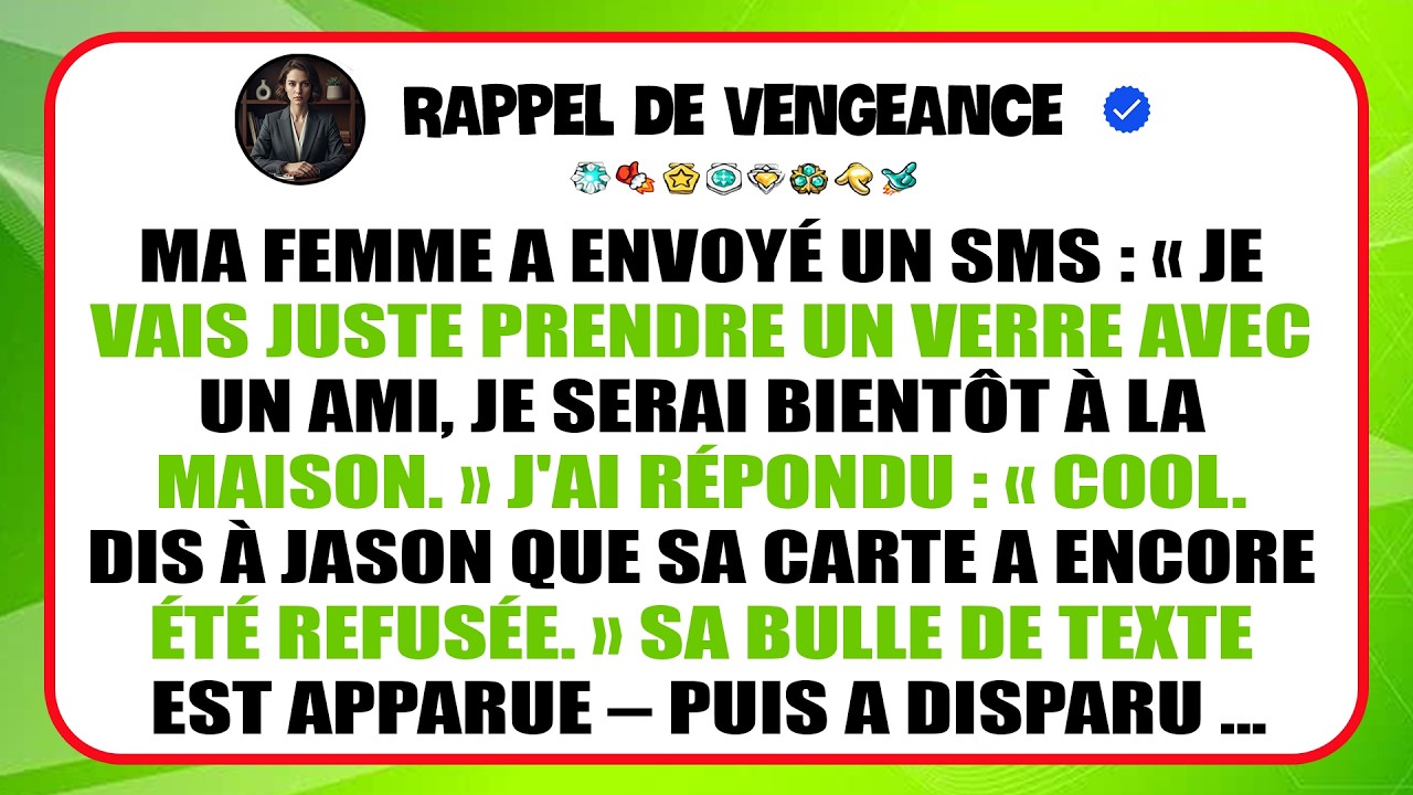 Je Reçois Son Message Disant Sortir Boire Un Verre, Mais Je Connaissais Déjà Le Nom De Son Amant.