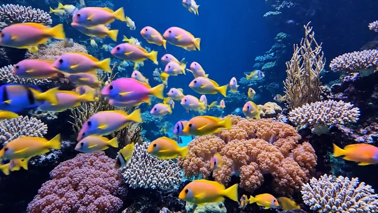 Relaxing Aquarium with Bright Tropical Fish – Peaceful Underwater Scene for Stress Relief and Calm