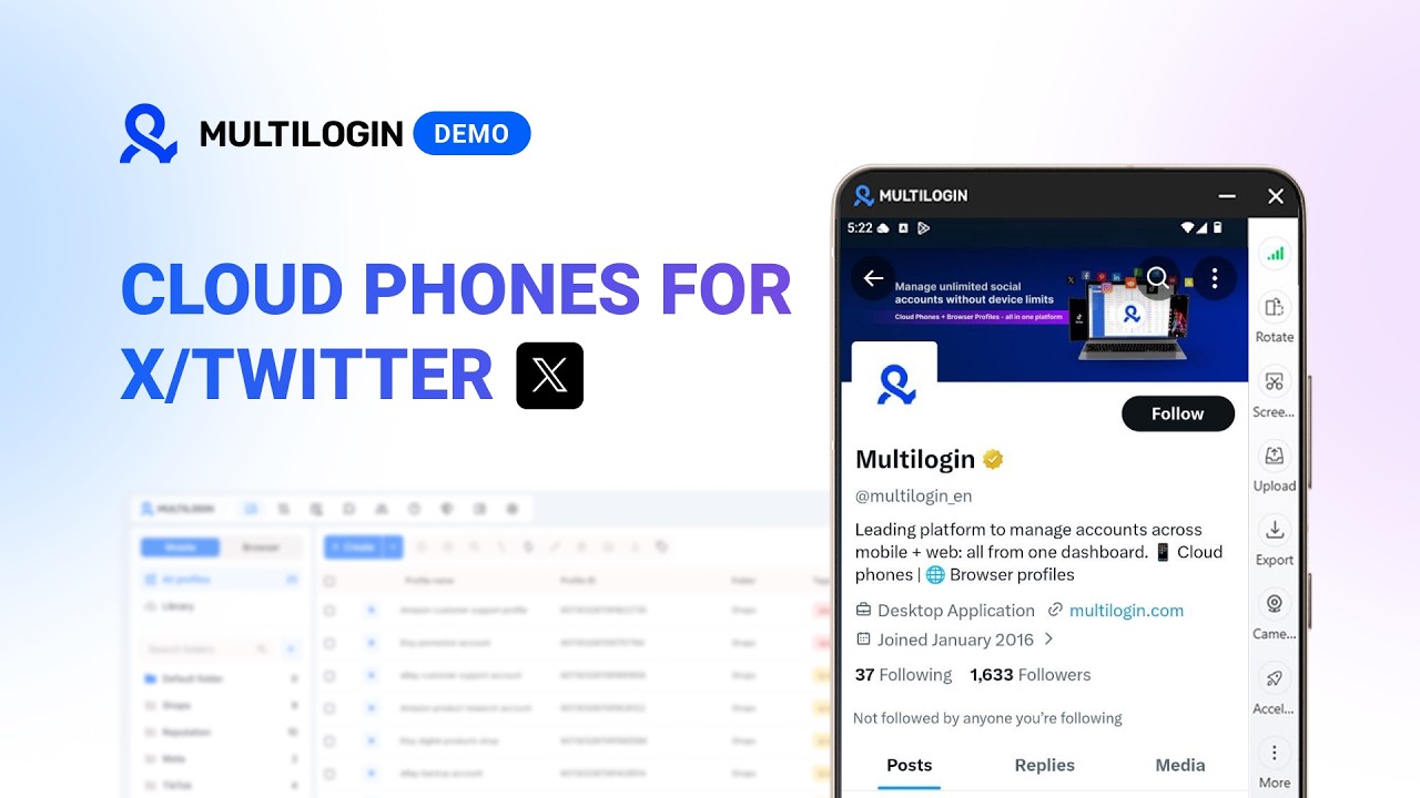 Set up cloud phones for multiple Twitter accounts in Multilogin