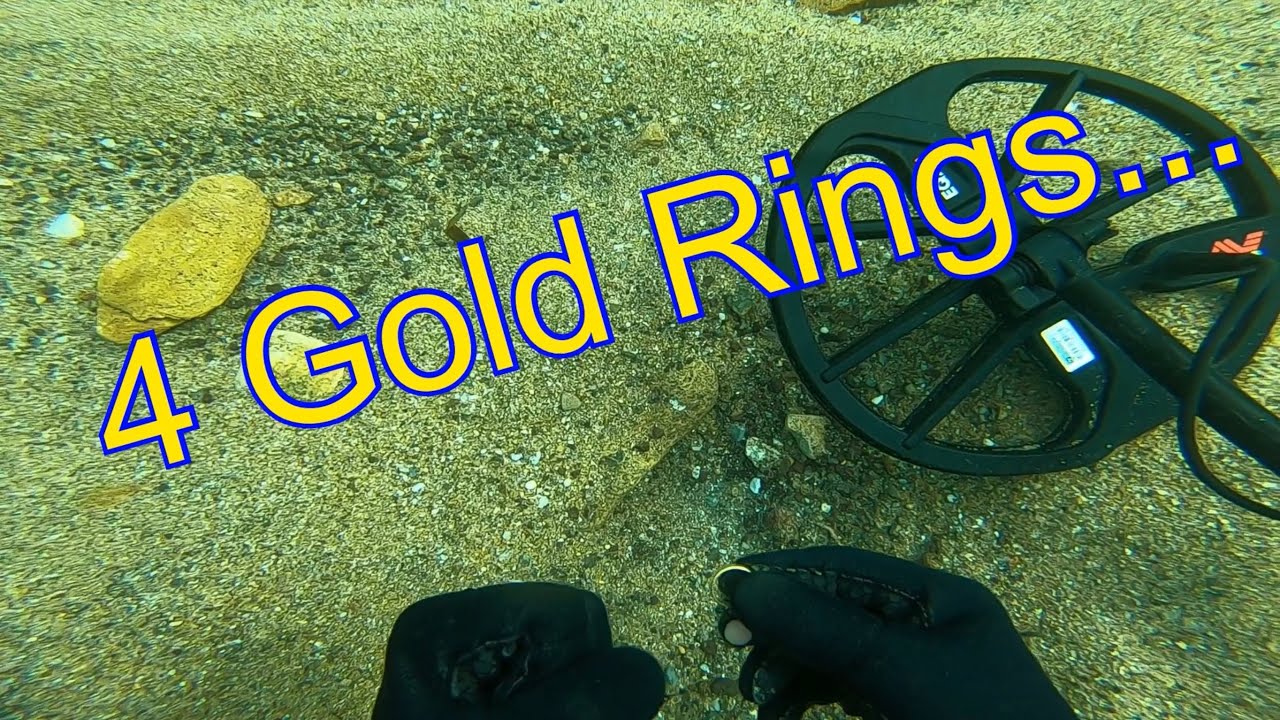 UNDERWATER METAL DETECTING - 4 GOLD RINGS - RICERCA SUBACQUEA METAL DETECTOR #metaldetector