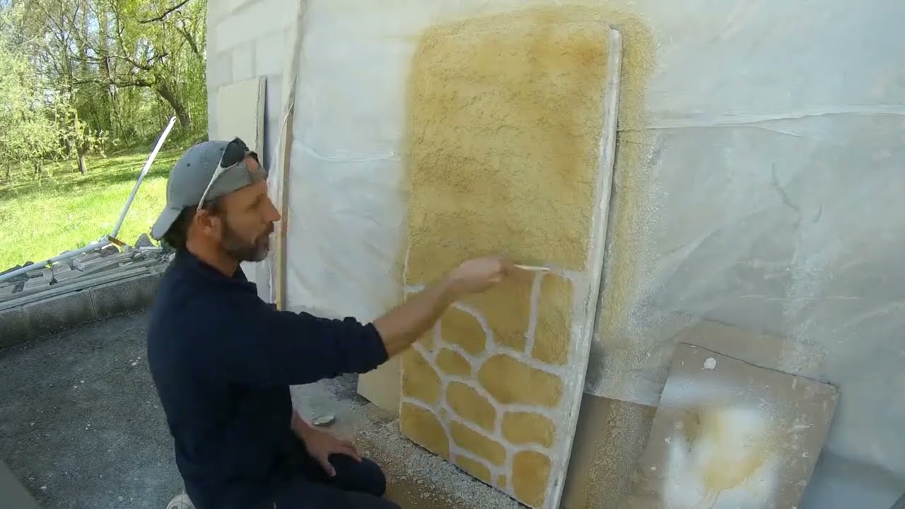 Extrait vidéo cours d'enduit imitation pierre.