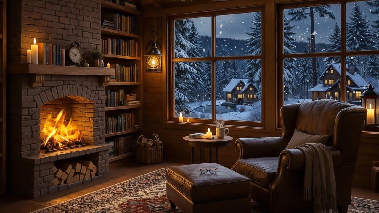 Quiet Snowy London Evening ❄️☕ Soft Jazz Piano & Fireplace Sounds for Focus, Work & Chill