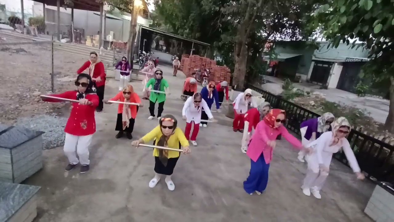 Các cụ tập dưỡng sinh gậy ngắn mỗi sáng 