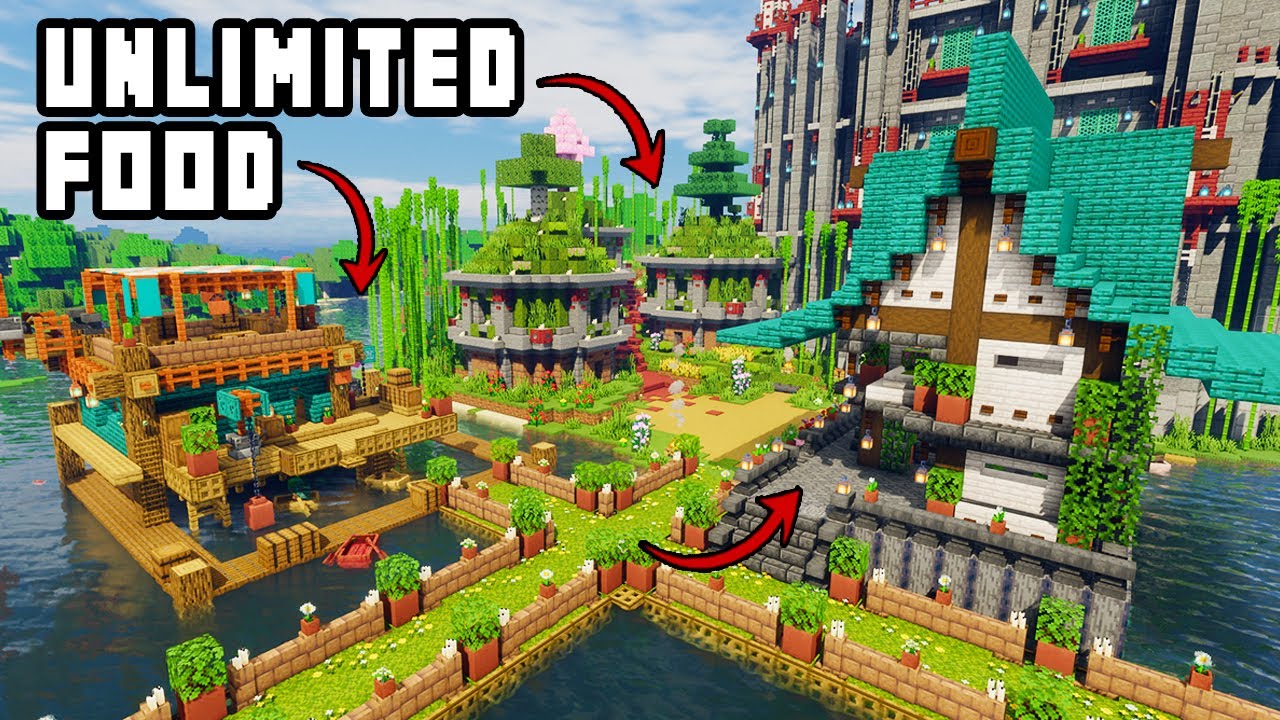 I Built An UNLIMITED FOOD FARM In My Minecraft Survival World - Episode 18