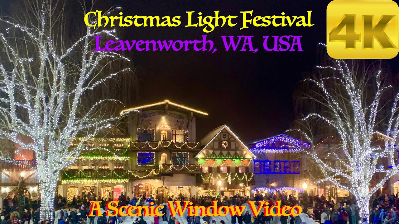 Christmas light festival in a Bavarian Village, Leavenworth, Washington, USA (4K Ultra HD)