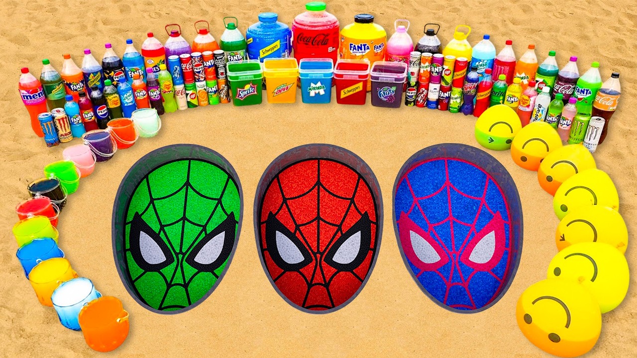How to make Spiderman Family with Spiderman, Green and Blue Spiderman, Fanta, Coca Cola vs Mentos