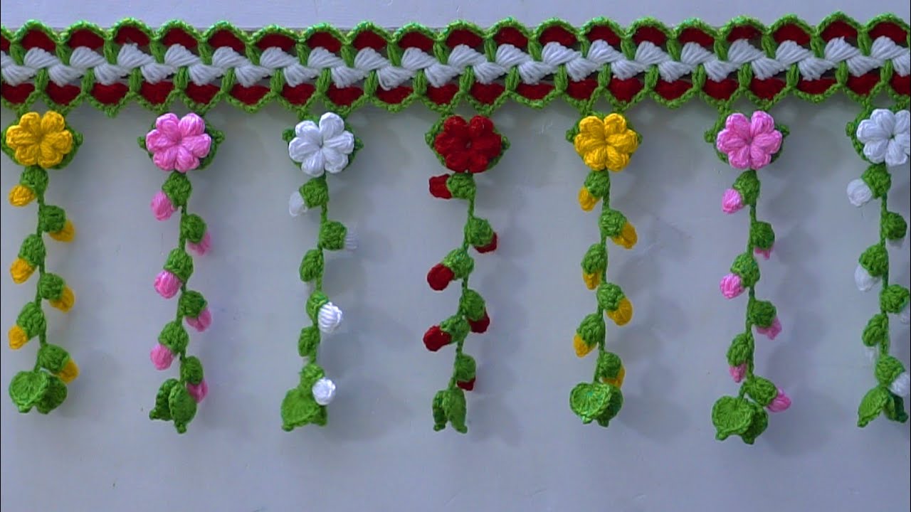 नवरात्रि के लिए फूलों वाला बेहतरीन तोरन #Festival special decorative door hanging #Knitting #Crochet