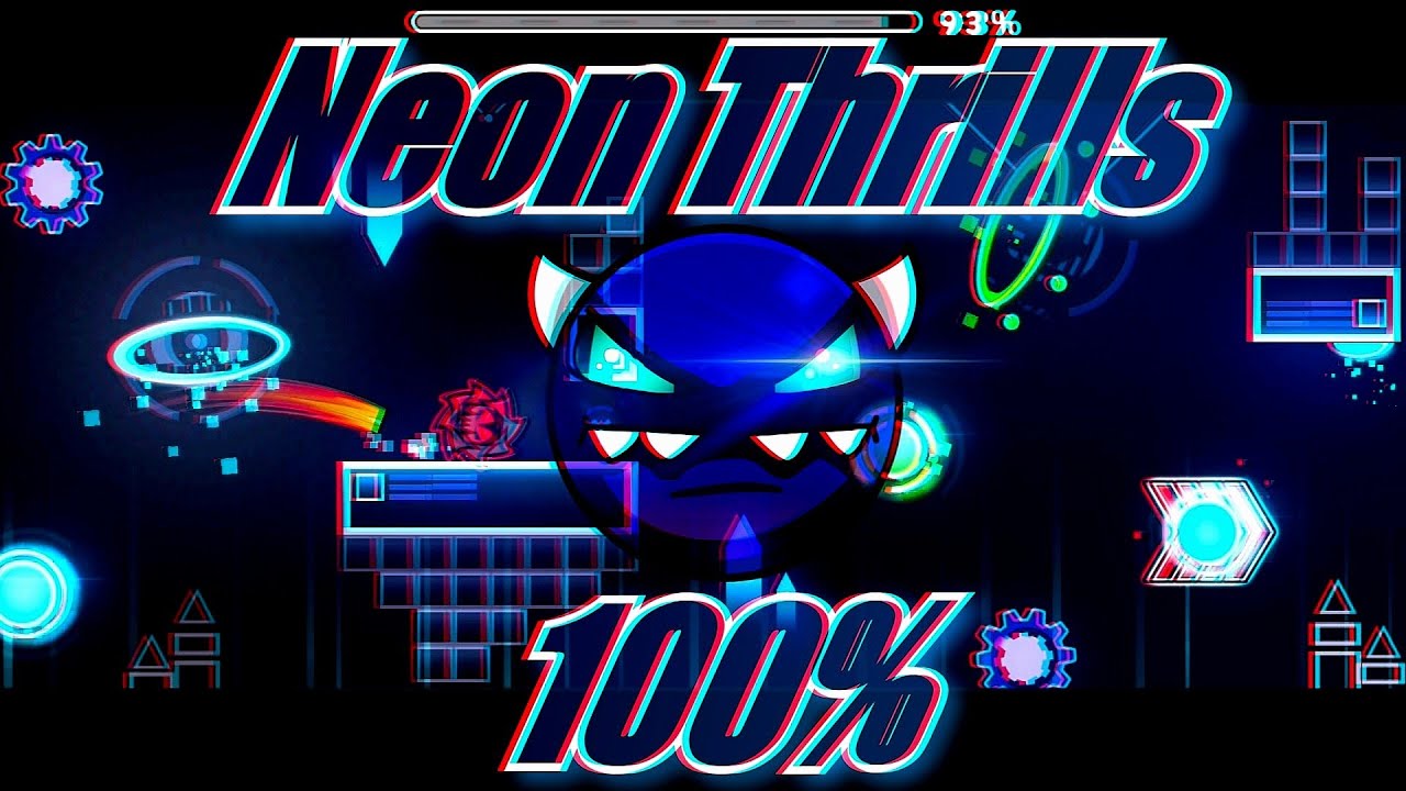 [mobile] Neon Thrills 100%! Medium Demon! Geometry Dash!