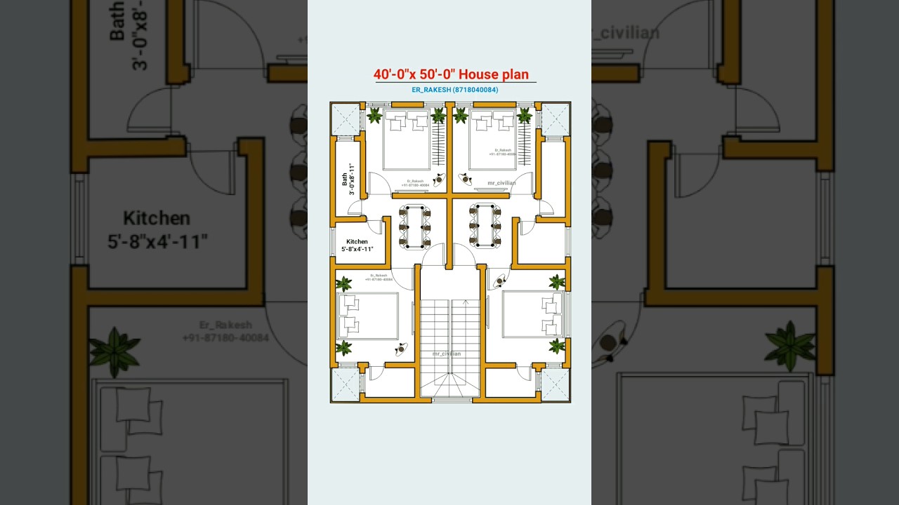 40x50 For two brother  house plan design #shorts #viral #floorplan #homeplan #homedesign #houseplan