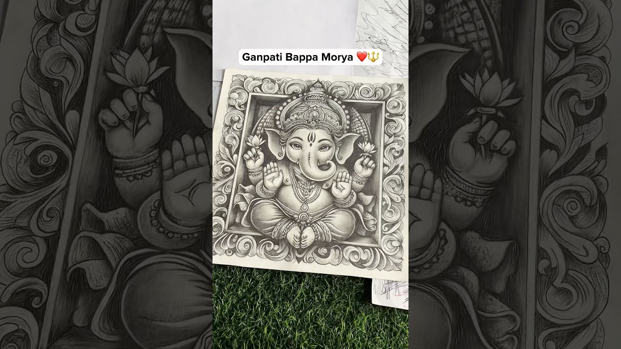 Ganpati Bappa Morya Pen Artwork ❤️🌺 #shots #youtubeshorts #ganesh