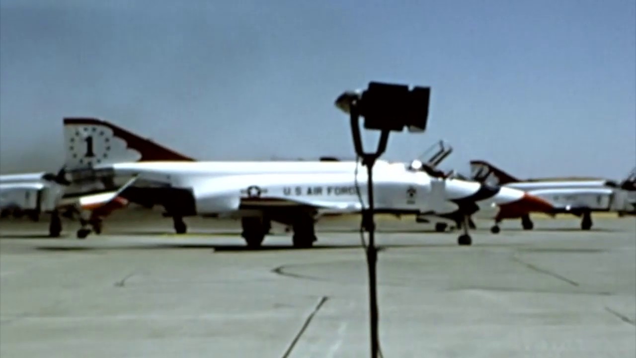 USAF Thunderbirds Flying McDonnell Douglas F-4E Phantom II  Aircraft at Travis AFB in 1973.