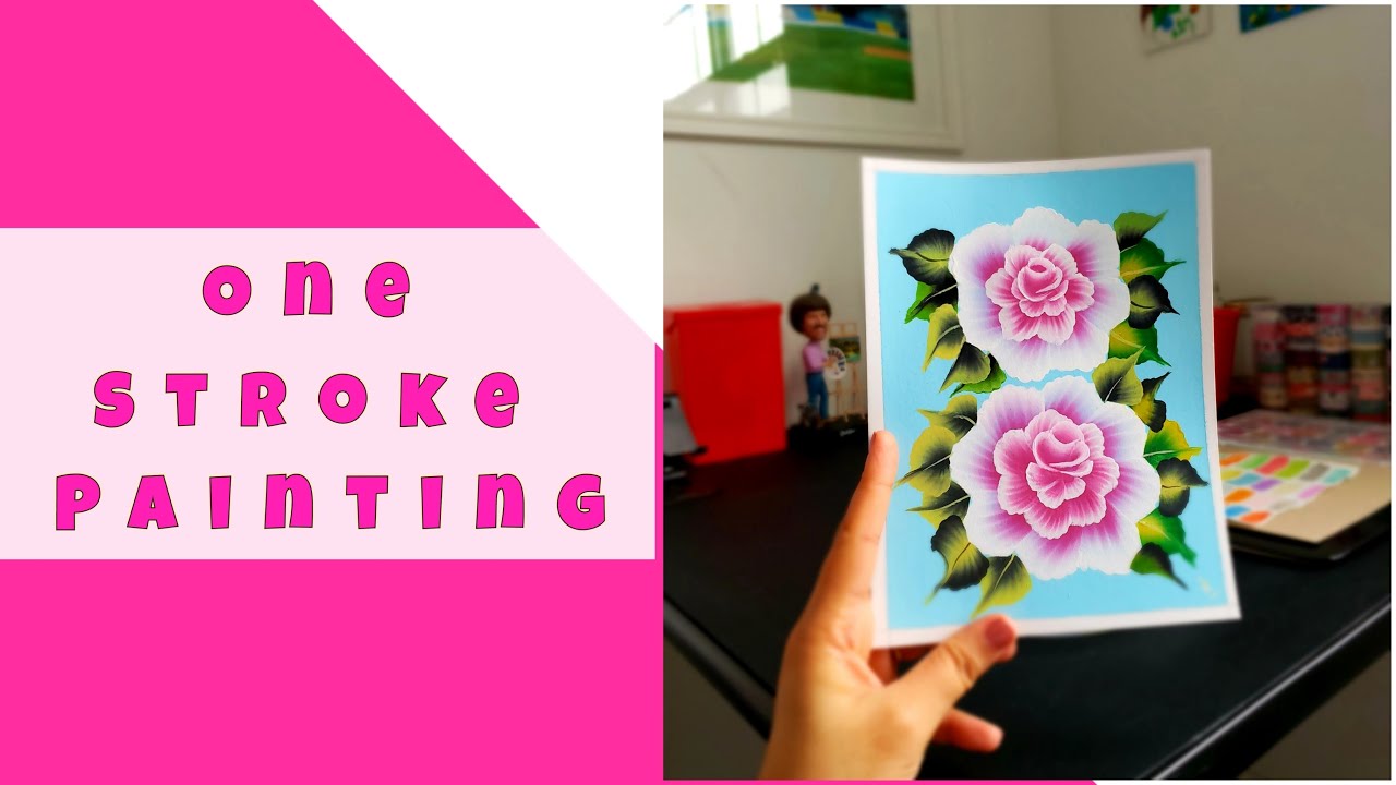 One Stroke Painting.Pretty Pink & white rose using acrylic colors#acrylicpainting #onestrokepainting