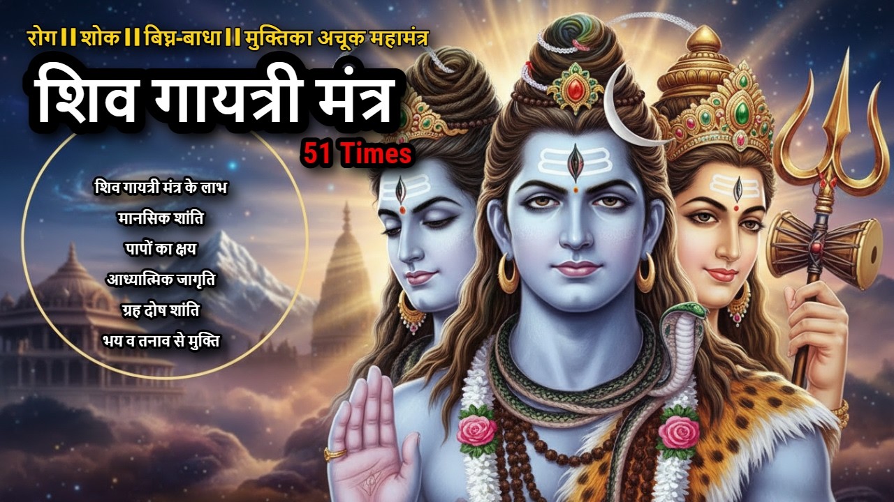 शिव गायत्री मंत्र  51 बार ll Shiva Gayatri Mantra 51 Times ll ॐ तत्पुरुषाय विद्महे  l मंत्र के लाभ