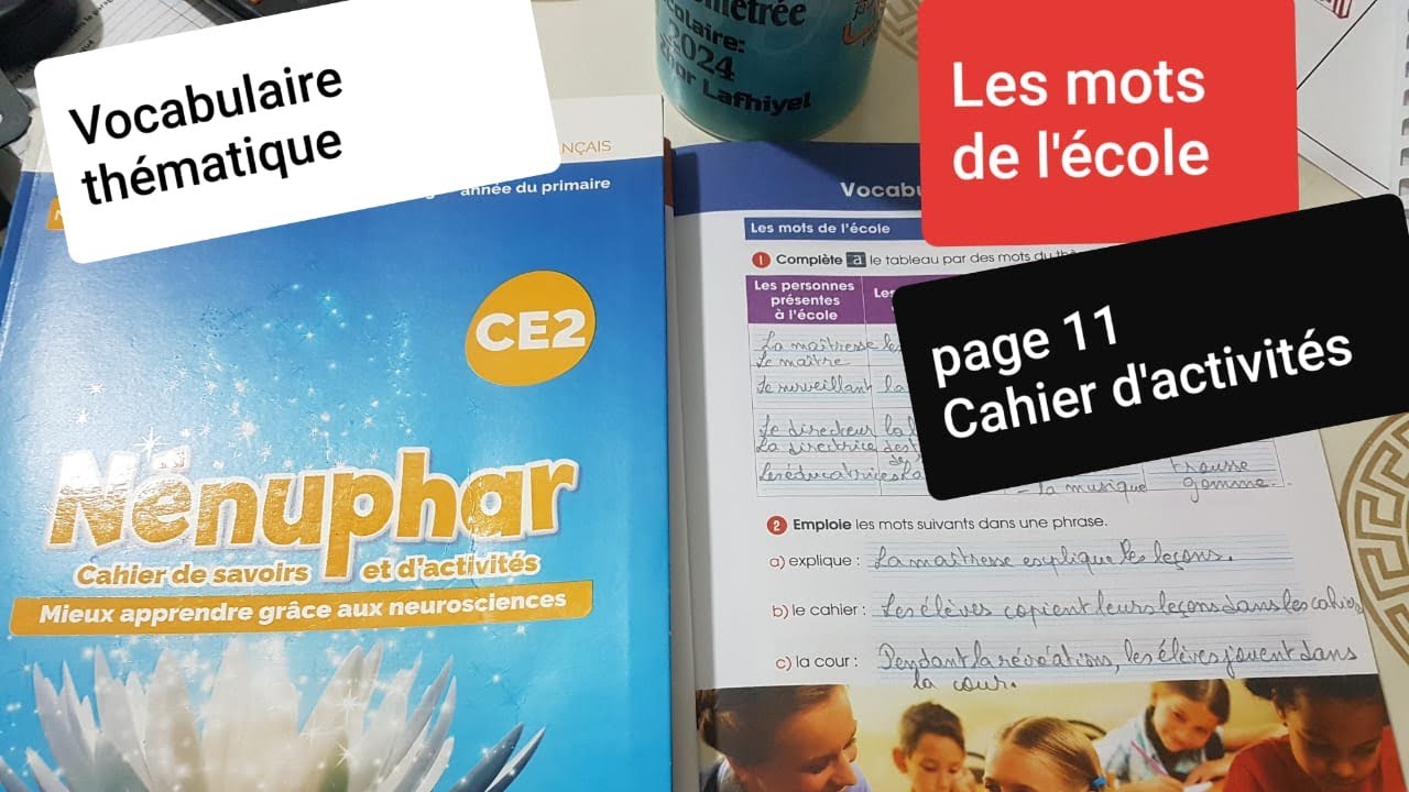Vocabulaire thématique Les mots de l'école p.11 Cahier d'exercices Nénuphar CE2