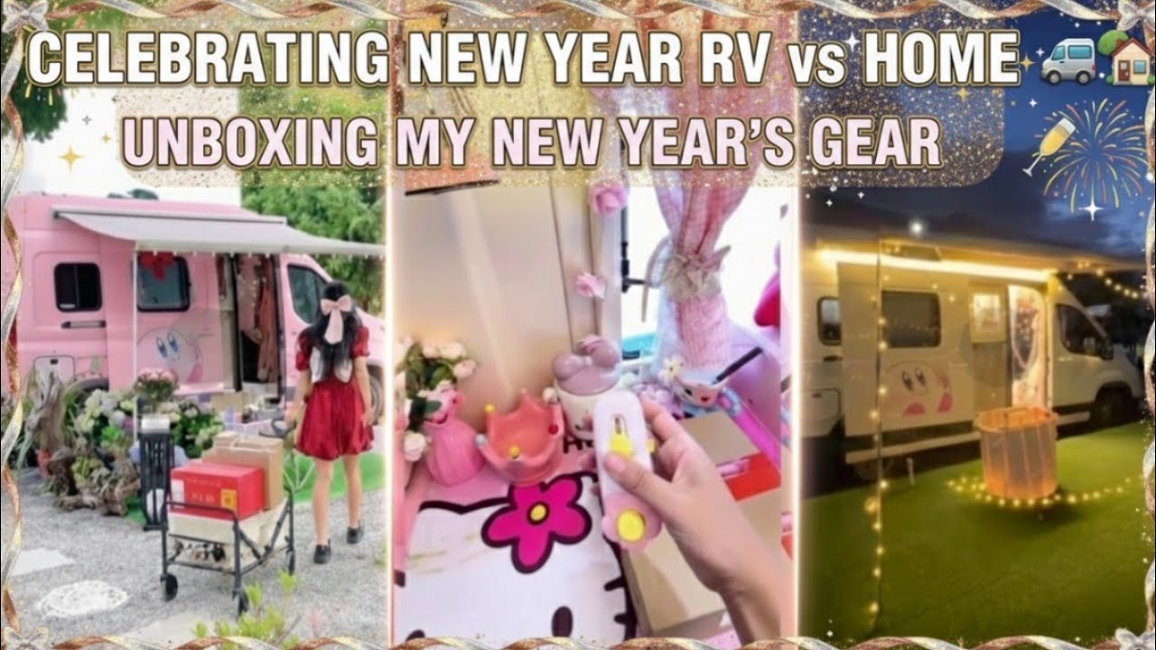Celebrating New Year RV vs Home 🚐 🏡 | Unboxing My New Year’s Gear 🎁🎆