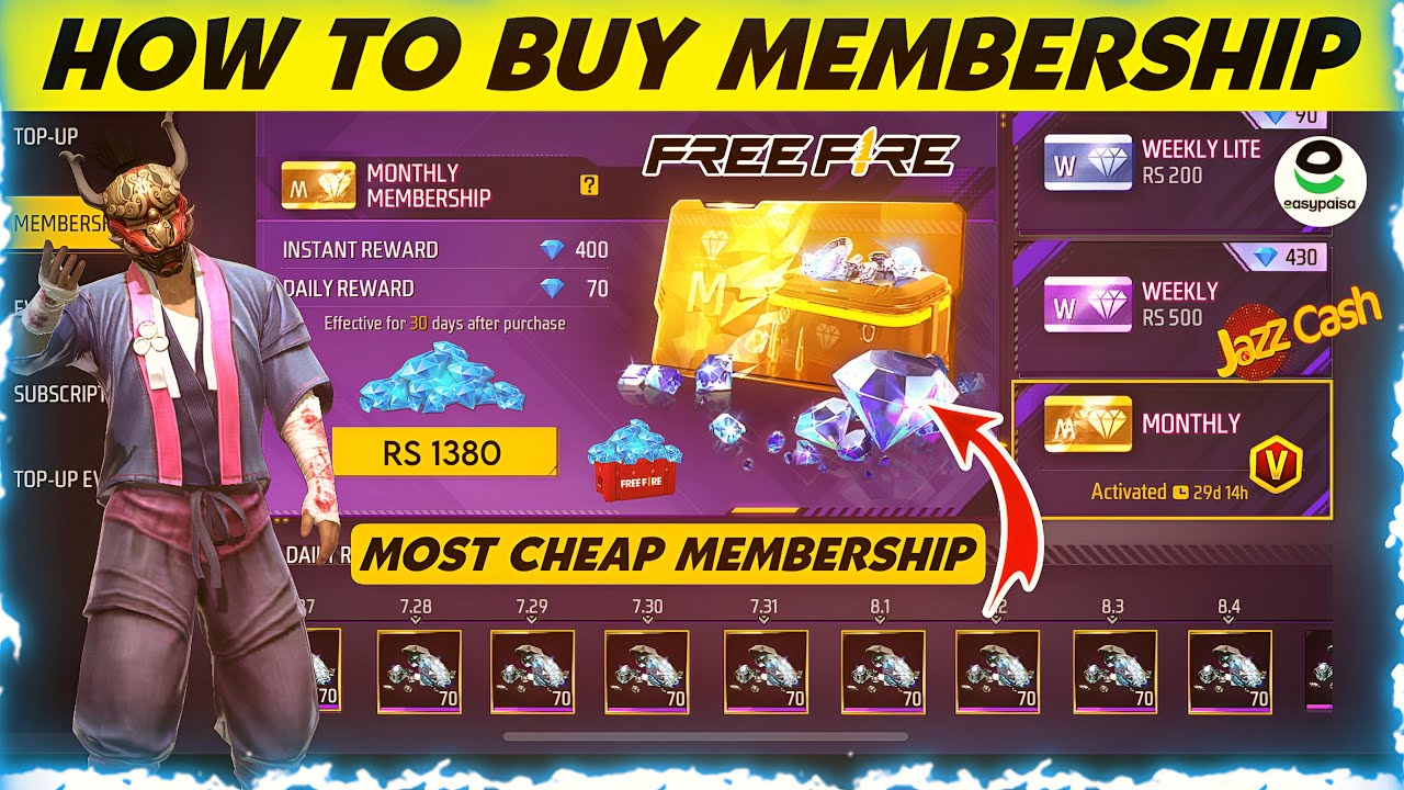 HOW TO BUY MEMBERSHIP IN FREE FIRE | FREE FIRE CHEAP MEMBERSHIP | FREE FIRE MONTHLY MEMBERSHIP