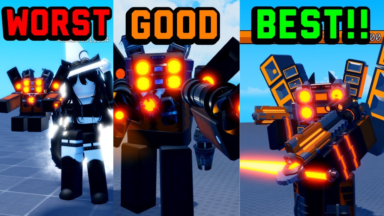Every Titan boombox ranked from worst to best in super box siege defense roblox