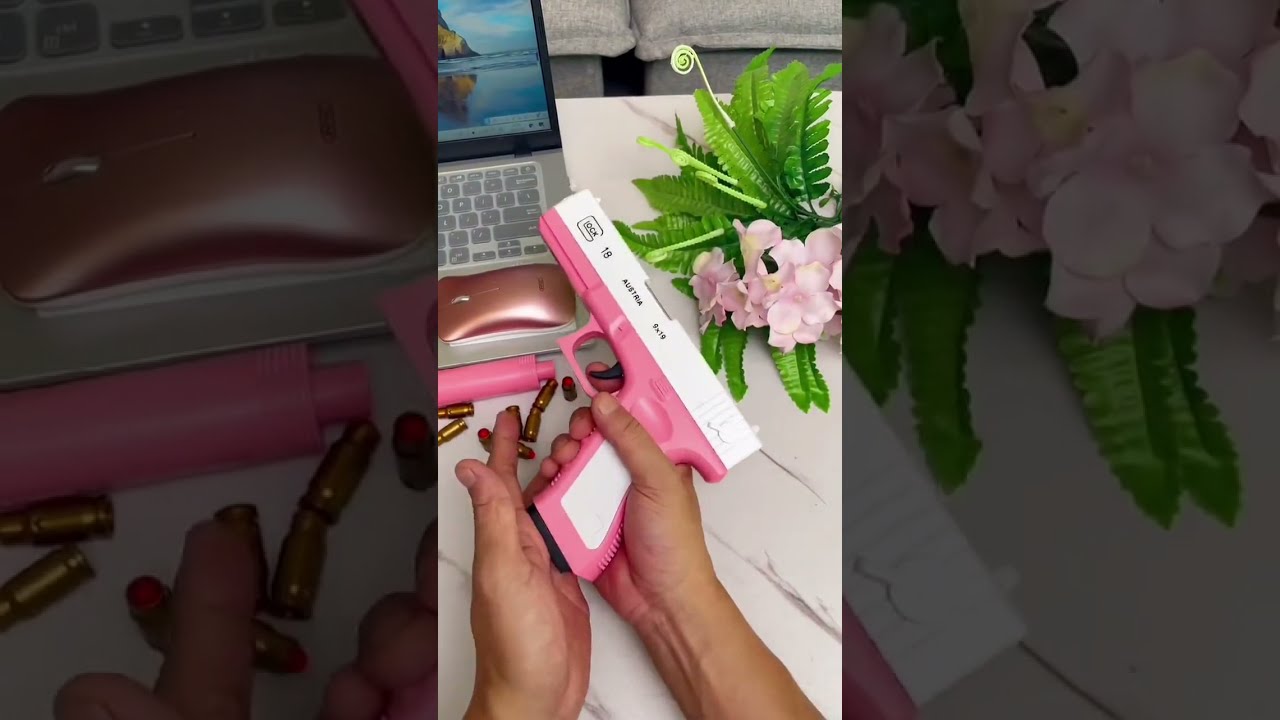 Glock M1911 Toy Gun EVA Soft Bullet Shell Throwing Launchin  With Silencer For Kid Adult