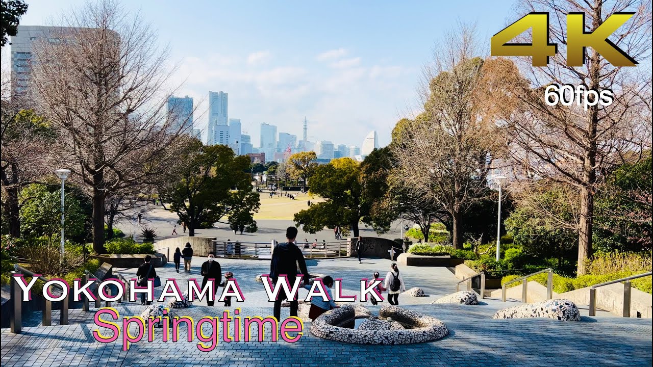 [4K] Yokohama Spring walk. Starting at Ishikawacho, around Yamashita Park, finishing Kannai Station.