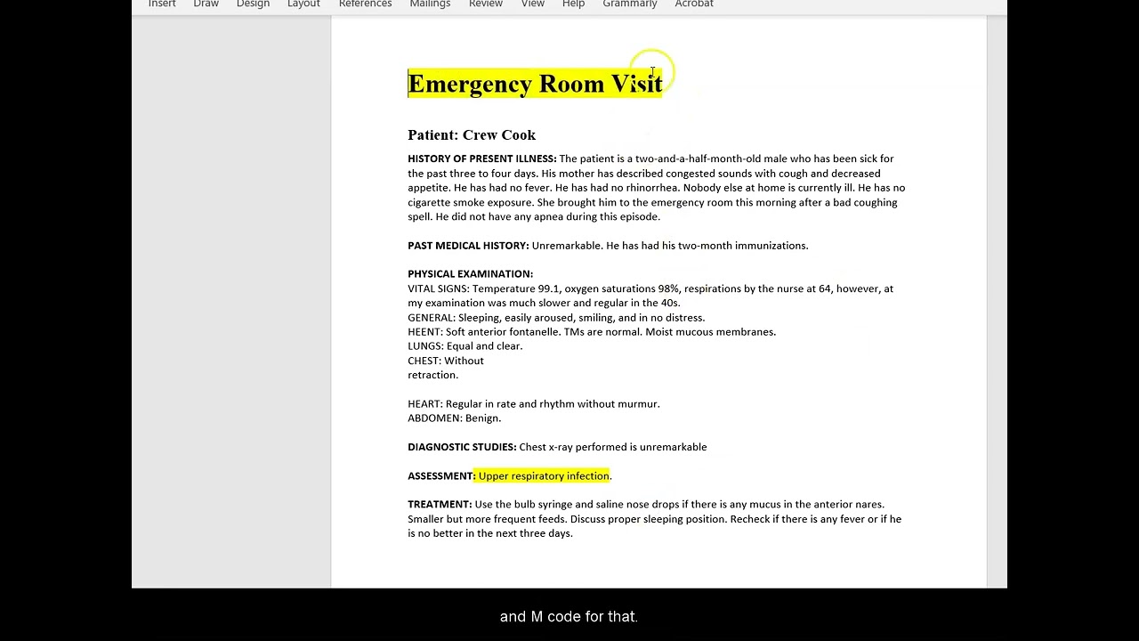 How to code an Emergency Room visit for a patient with a URI