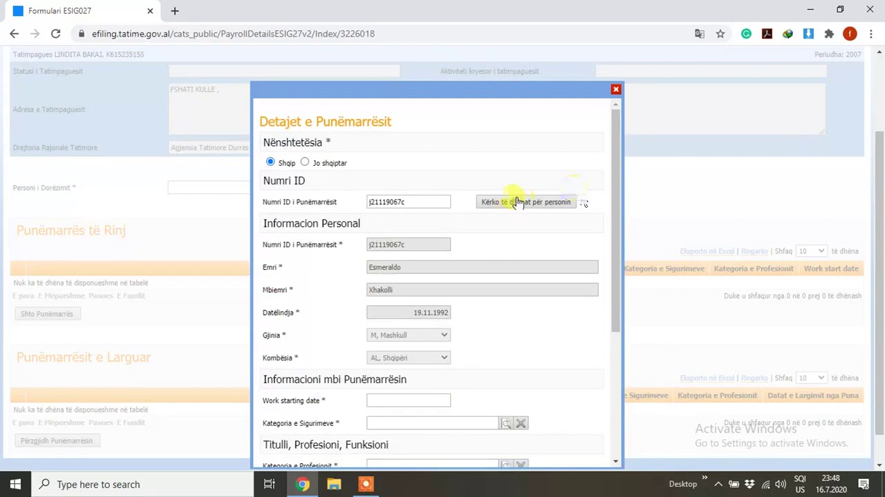 Regjistrimi fillestar i administratorit ne sistemin E-filling te tatimeve