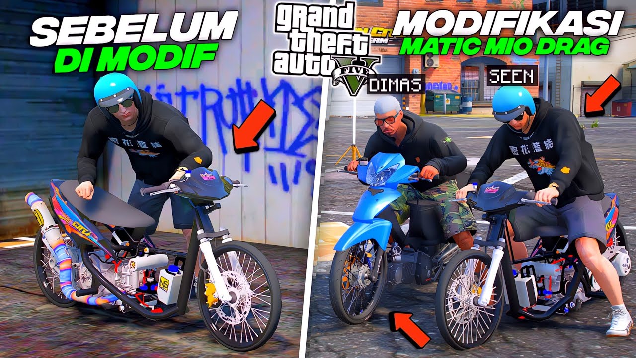 Aku Modifikasi Motor Matic Drag Untuk Ikut Balapan Lawan Gangster Terkuat Di Kota - GTA 5 MOD