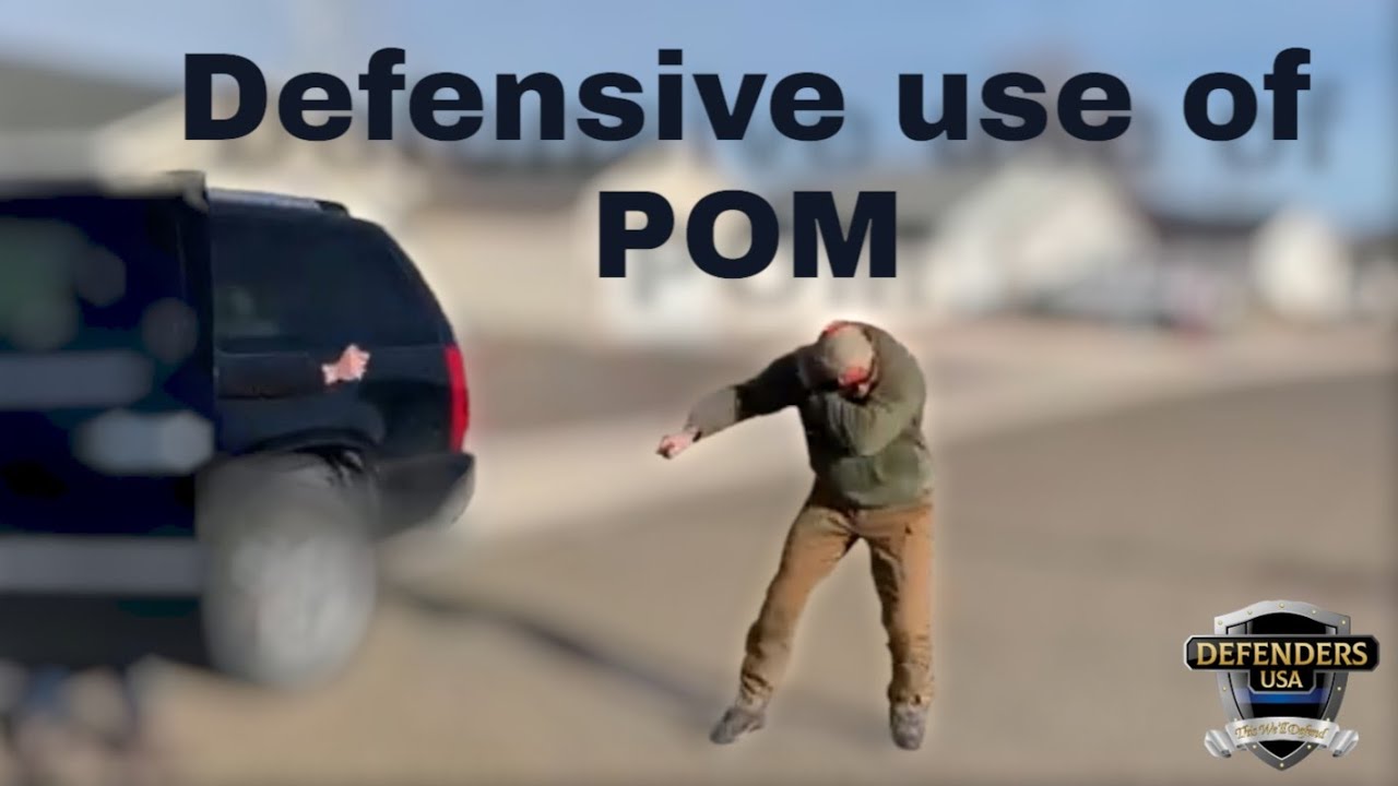Defensive use of POM Pepper Spray demonstrated by Defenders USA instructors