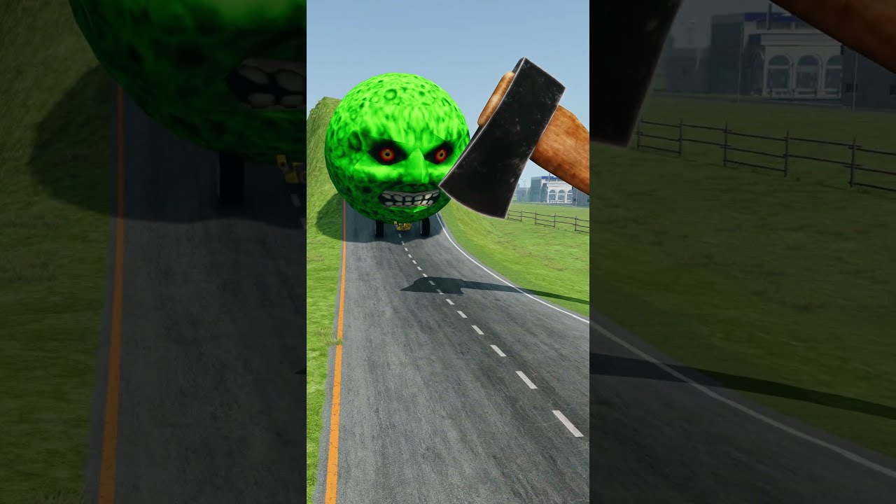 Big & Small Cars vs Giant Axe - BeamNG.drive