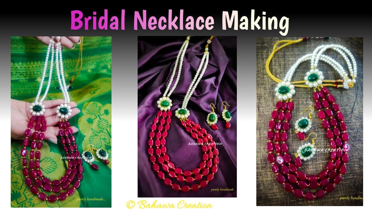Bridal Necklace Making at home | DIY Party wear Necklace | Bridal designer set making | Hindi