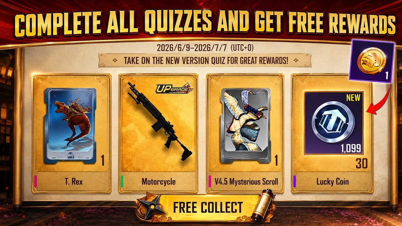 😱 Free Lucky Coins New Event | Complete All Quizzes Get Rewards | 4.5 New Quizzes Missions | PUBGM