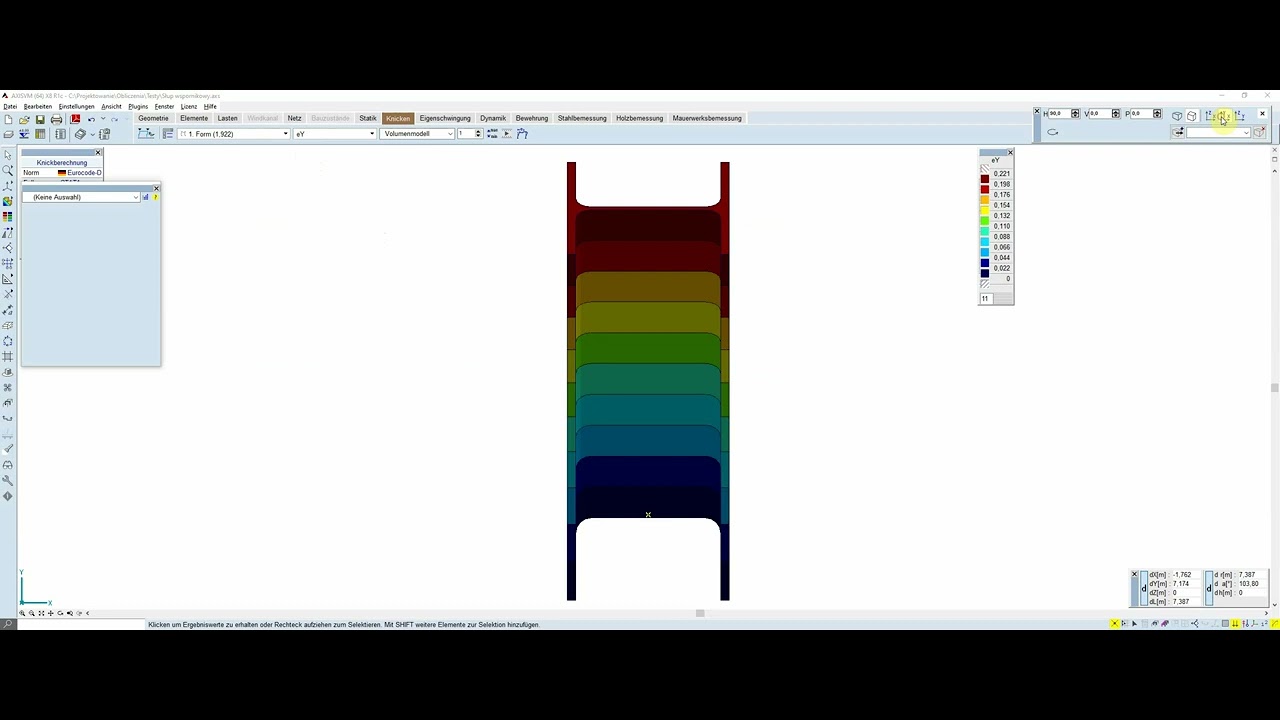 AxisVM X8 1c. Wymiarowanie wspornikowego słupa stalowego