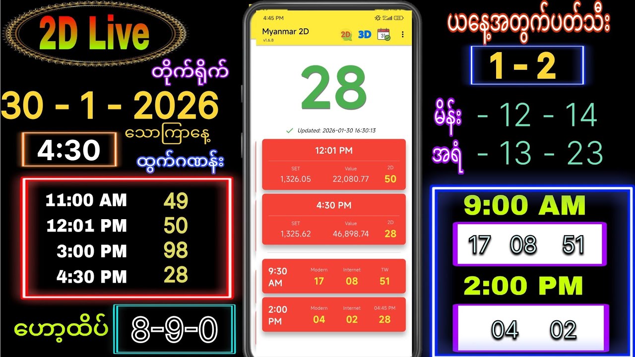 2d Live (30-1-2026) သောကြာနေ့ ညနေခင်း 4:30