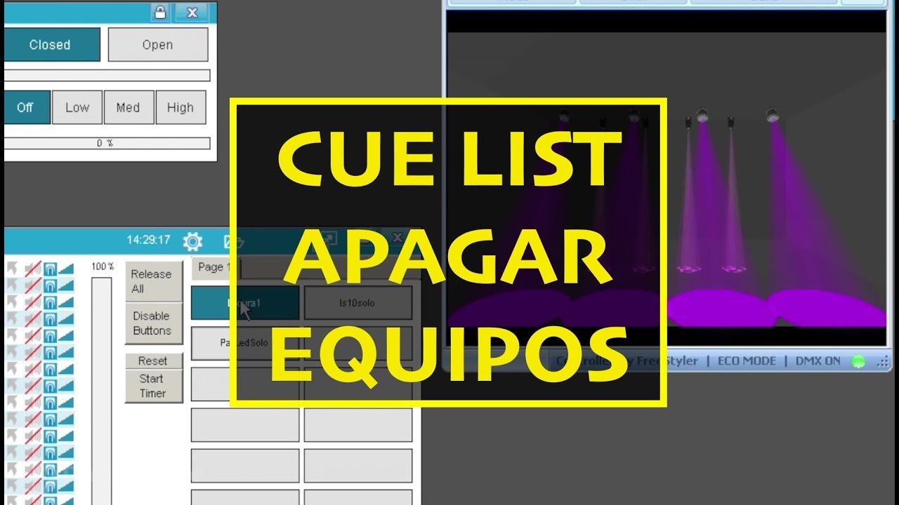 Freestyler dmx: Apagar equipos desde el Cue List / Combinar Secuencias