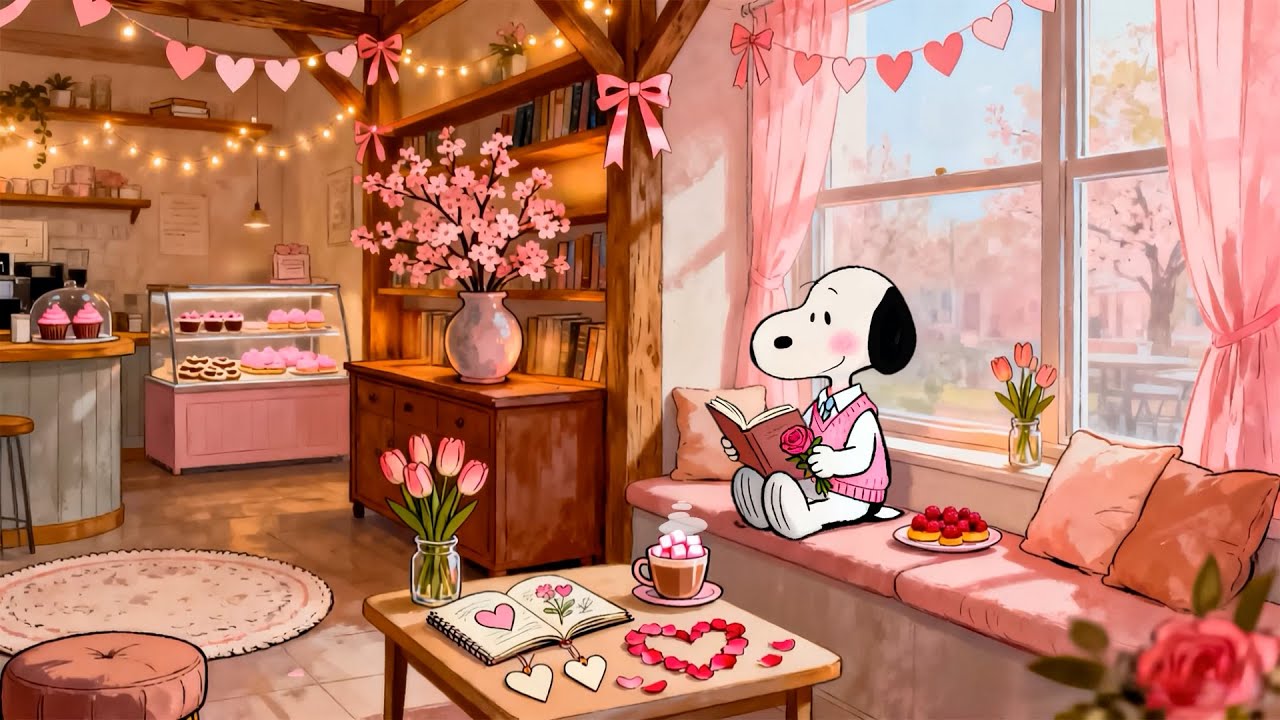 Snoopy’s Romantic Valentine 💕 Soft Lofi Cafe for Love, Relax & Sweet Memories
