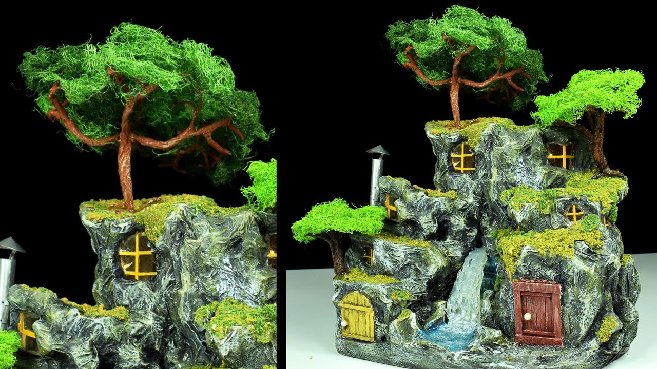 Make a Miniature Mountain Model - Realistic Waterfall and River