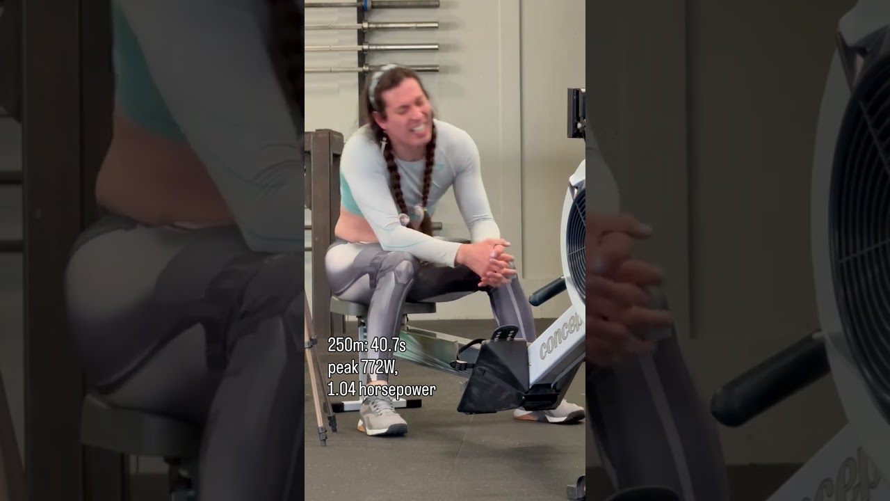 250m row for time, 772W peak